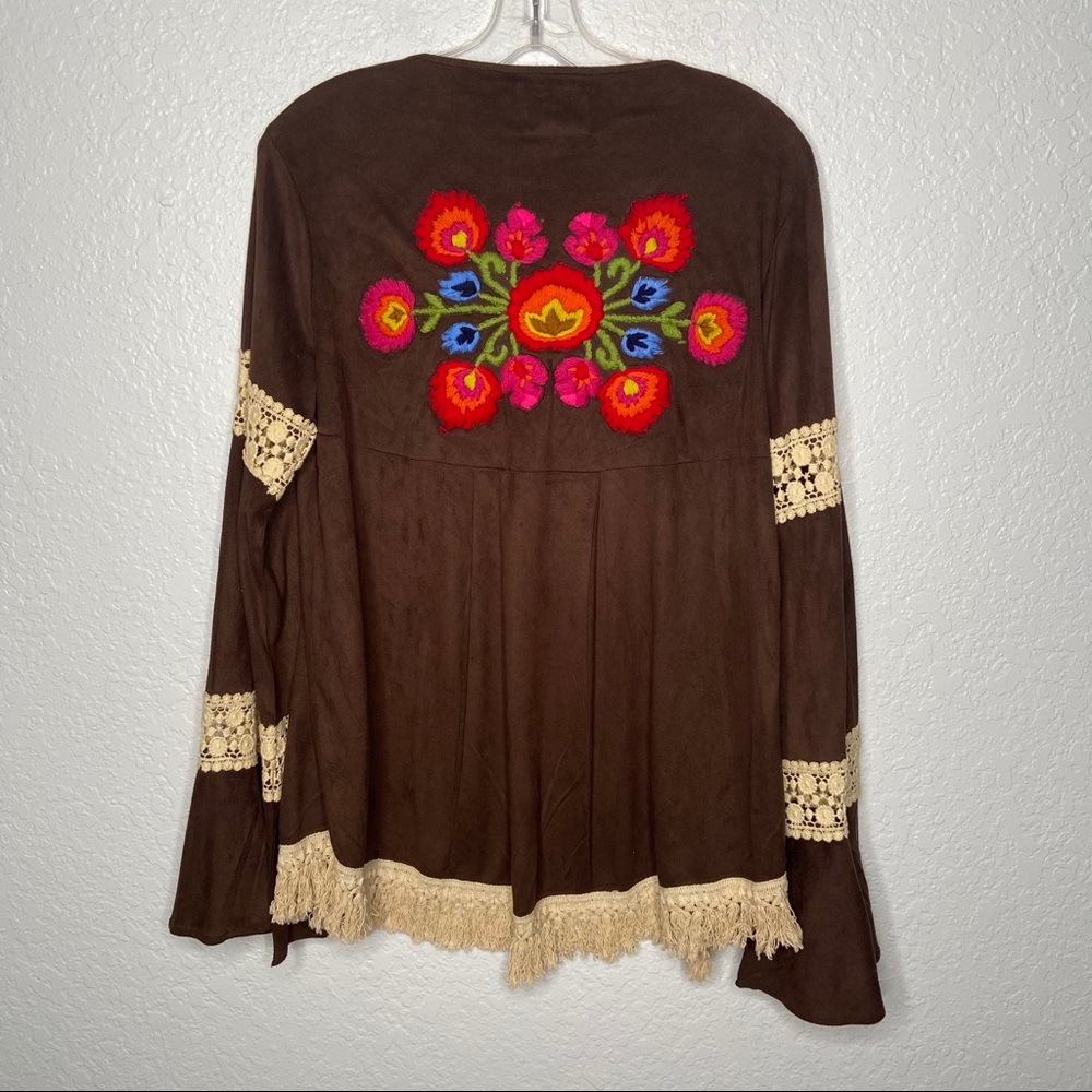 Anthropologie Judith March Fringe Cardigan Boho